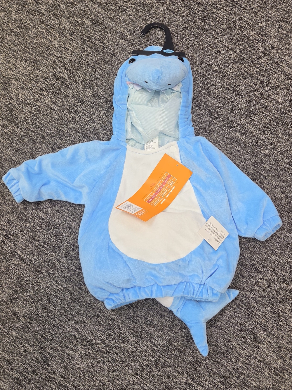 Target Light Blue Shark Baby Costume Hoodie Size 6-12 Month - Picture 2 of 8